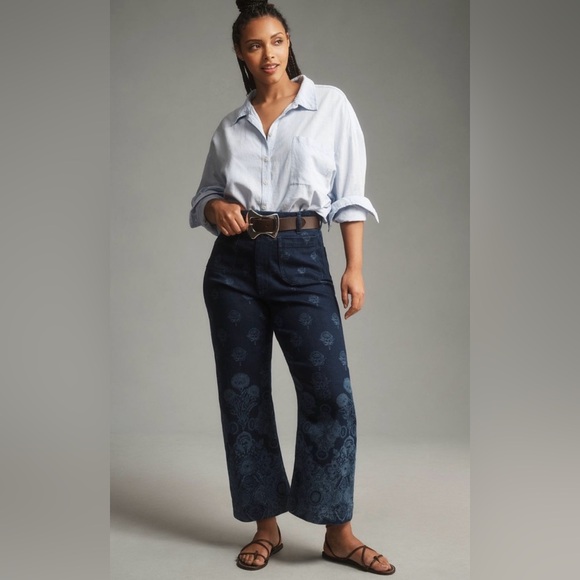 Anthropologie The Colette Cropped Wide-Leg Jeans Size 16W NWT - Picture 1 of 16